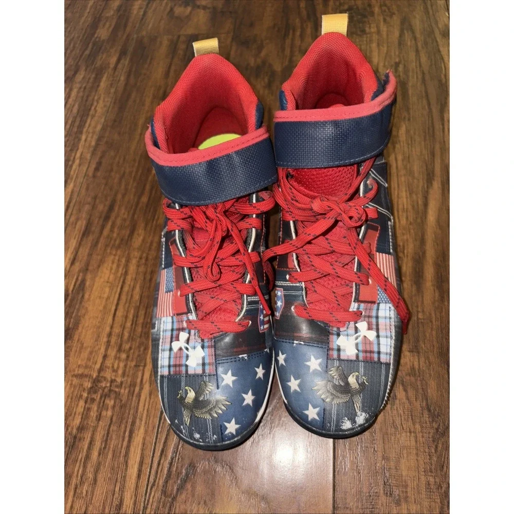 Multicolored Under Armour baseball cleats Bryce Harper 5.5Y American Flag Eagle - Picture 3 of 6